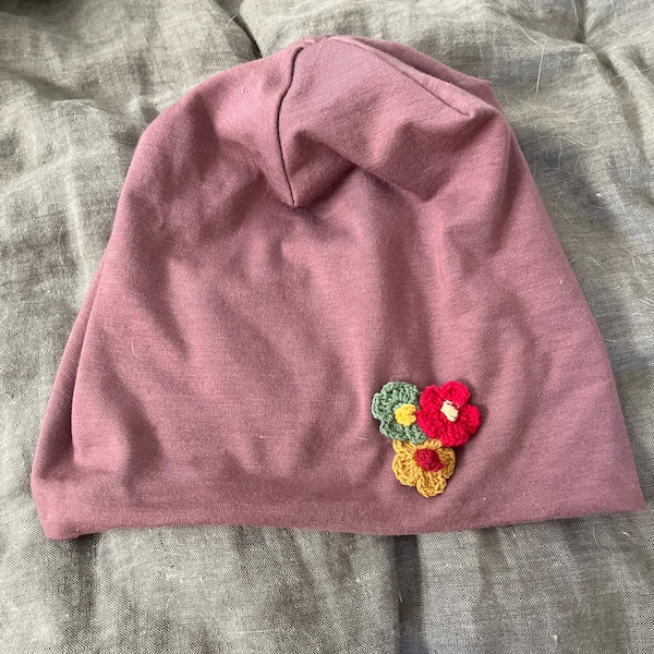 Ililily Tencel Lyocell Flower Trim Chemo Hair Loss Beanie Ultra Soft Stretchable Head Cover Sleep Hat-797370