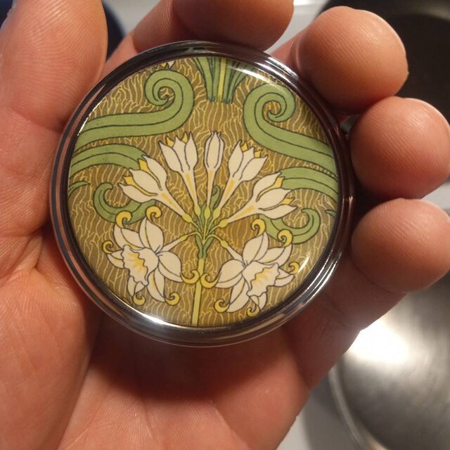 Art Nouveau Floral Pill Box Case Pillbox Holder Art Deco 1920s Art