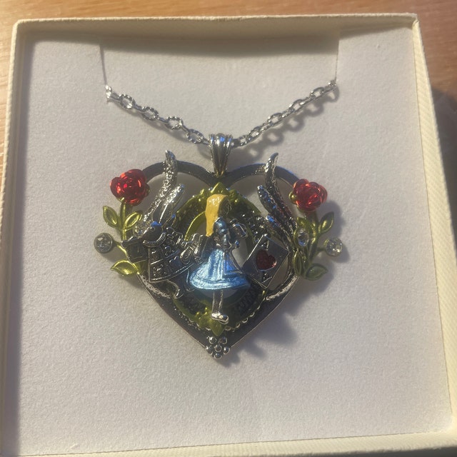 Hand-painted Alice in Wonderland-inspired Heart-shaped
