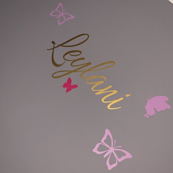 Personalized Name Butterfly Wall Decal - Custom Name Butterfly Wall ...