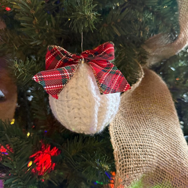 A customer's finished Autumn Wheat Bauble Ornament Crochet Pattern