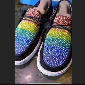 Customizable Blinged Rainbow Hey Dudes - Etsy display picture 1