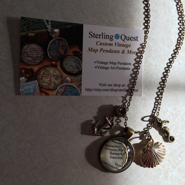 Custom Map Jewelry Greensboro North Carolina Vintage Map Etsy