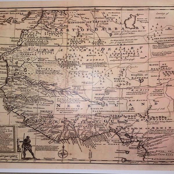 1747 Negroland Map Reproduction by Eman. Bowen - Kingdom of Judah Print ...