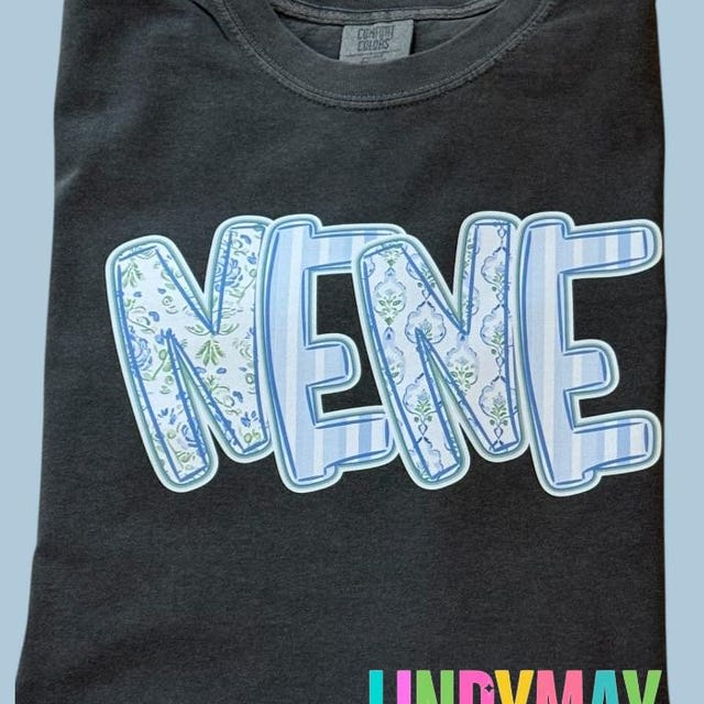 Nene Png, Blue Floral, Stripes, Hand Lettered, Mothers Day