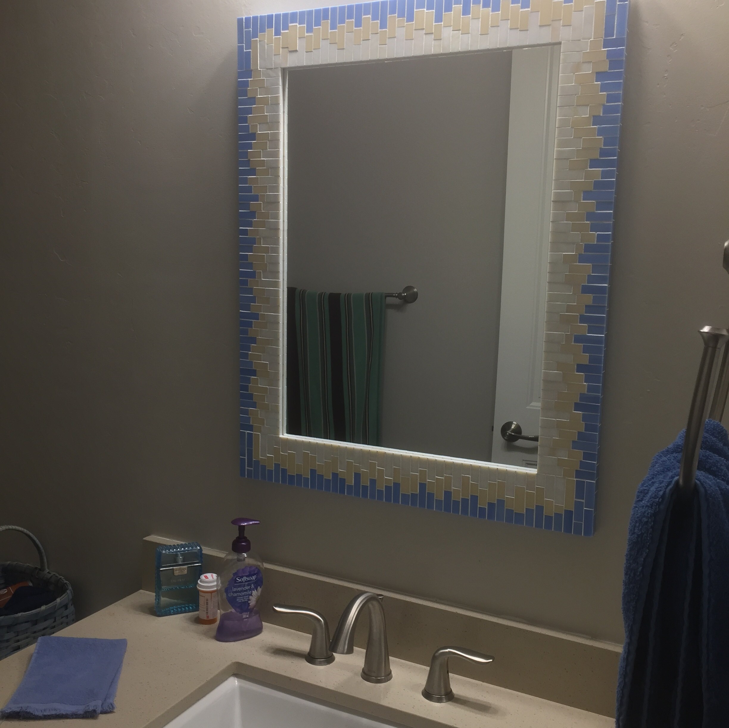 Mosaic White Textured Wall Mirror Decorative Bathroom or Etsy