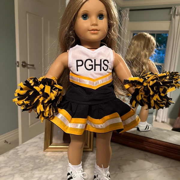 PURPLE &amp; GOLD Cheerleader Outfit, 18 Inch Doll Cheer Outfit, Can Be ...