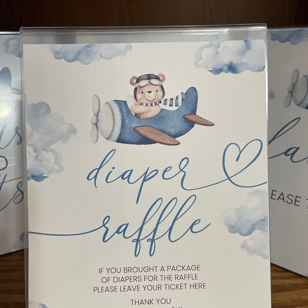 Airplane Bear Diaper Raffle Sign Bear on a Plane We Can Bearly Wait ...