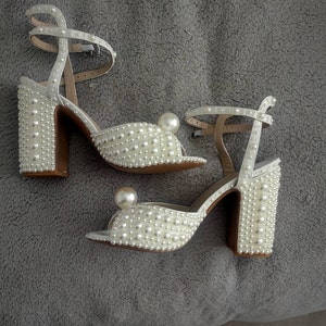 Open-toe Bridalshoes I Pearlheels I Bridesmaid Stiletto Sandals I ...