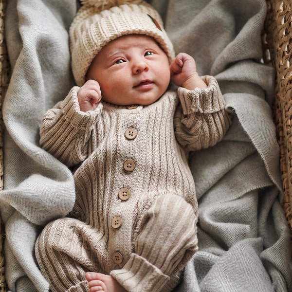 Baby Ribbed Romper, Gender Neutral Newborn Outfit Milk Colour. Baby — free download