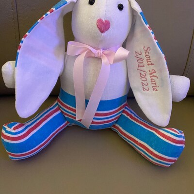 Personalized Handmade Keepsake/memory Bunny Created From Receiving ...