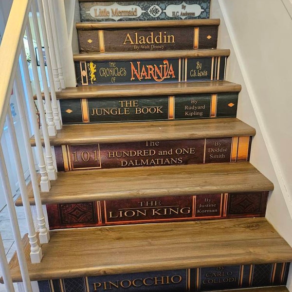 Fairy Tales Books Spine Stair Riser Decal, Book Spine Stair Riser ...