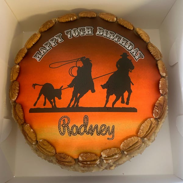 Cowboys Roping Calf Custom Birthday Cake Topper. Rodeo Edible Pictures ...