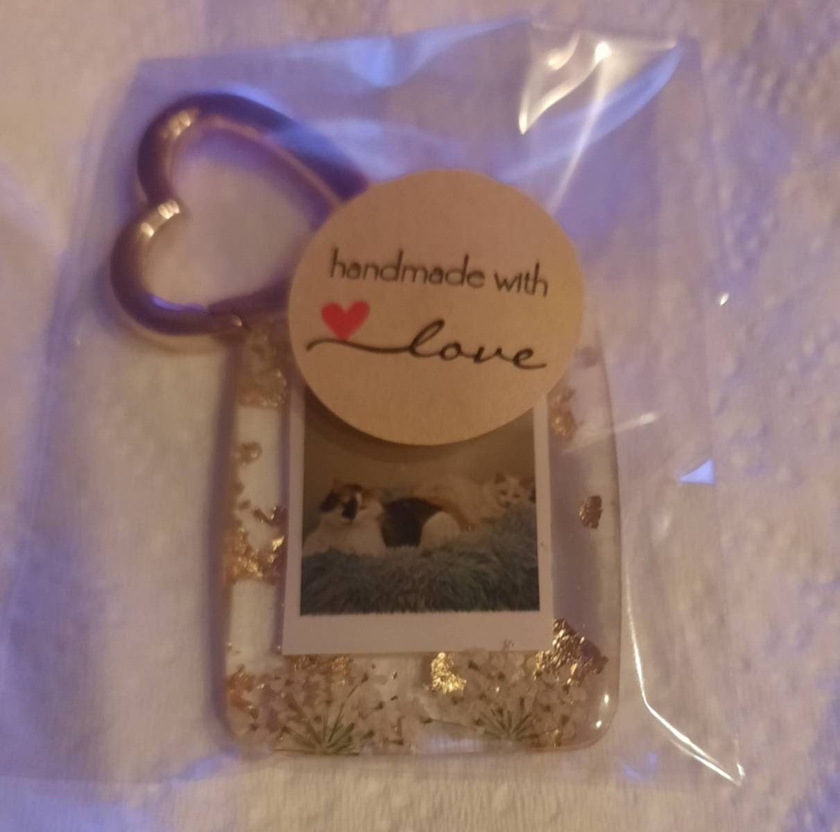 Personalized Photo Gold Keychain, Customize W/Your Photo,  Resin Photo Keychain, Personalized, Anniversary Gift, Photo Keychains, Pets