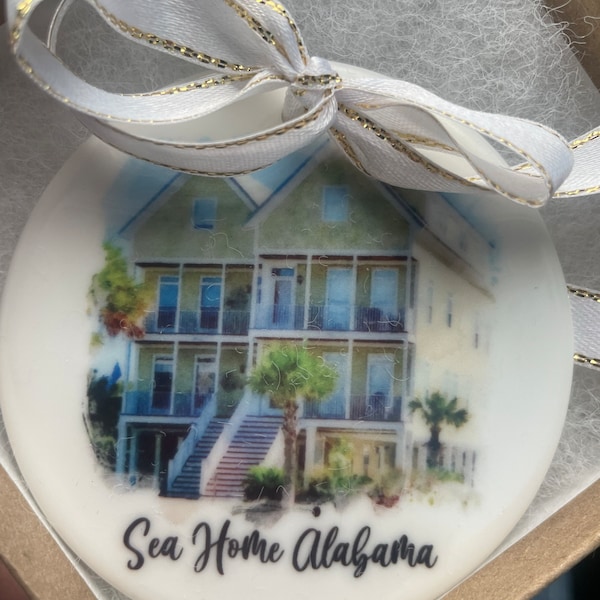 Custom Home Ornament, Custom Watercolor House Christmas Ornament ...