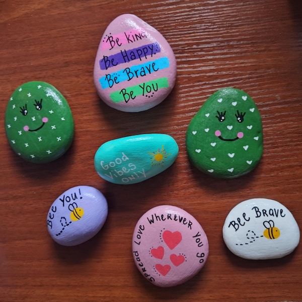Bee Painted Rocks, Garden Rocks, Motivational Rocks - Etsy