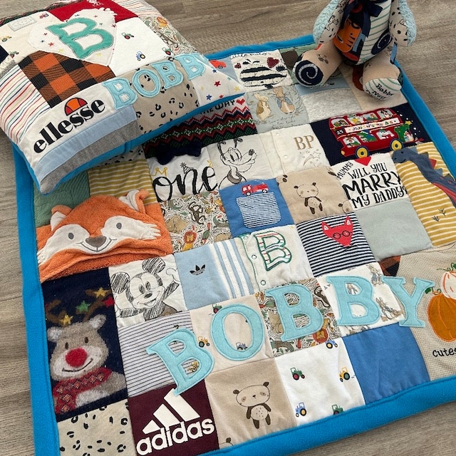 Manta Colcha De Verano Para Bebé Danielstore - Personalizada Con Nombre Bordado (70x100 Cm, Azul)