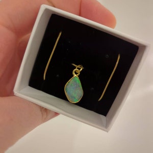 Customer photo from Nadine, Raw Australian Opal Necklace with Paperclip Chain