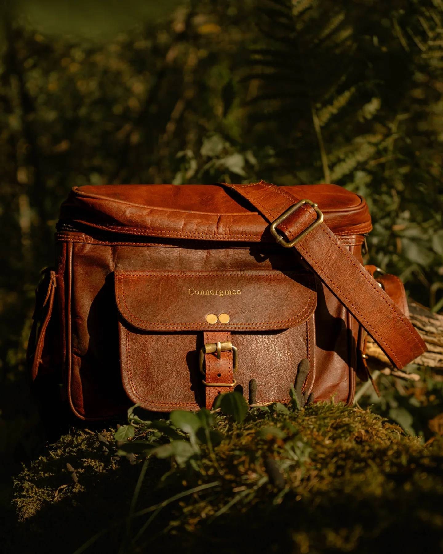 Personalised Leather Camera Bag - Handmade Christmas Gift for Keen Photographer, Dad, Son, Unisex. Pure Vintage Style.
