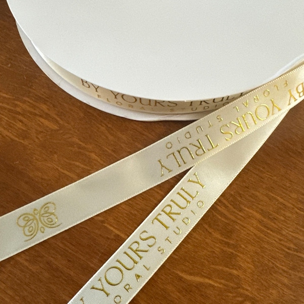 Personalized Gold Embossed Foil Ribbon, Custom Logo Print, 100 Yards ...