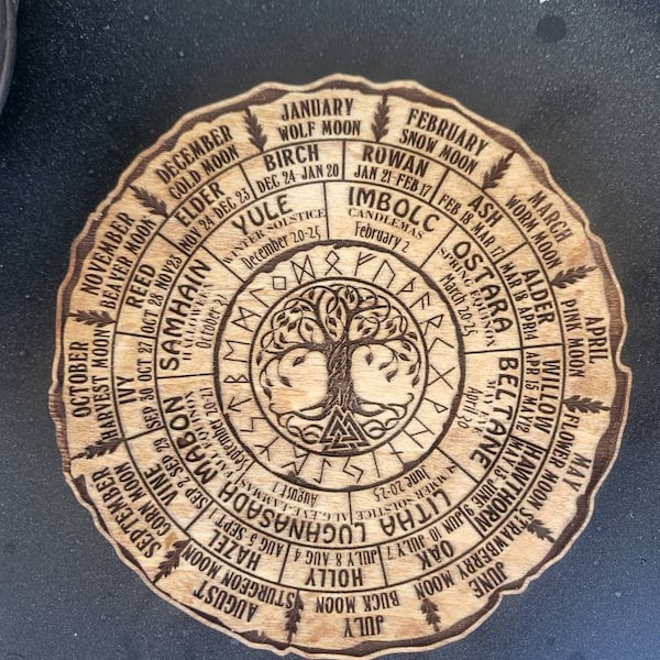 Celtic Tree of Life Calendar, Wheel of the Year Wood Sign, Tree of Life ...