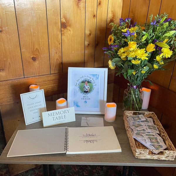 A4 Ivory Funeral Memory Book & 2 Signs Perfect for Condolence Book