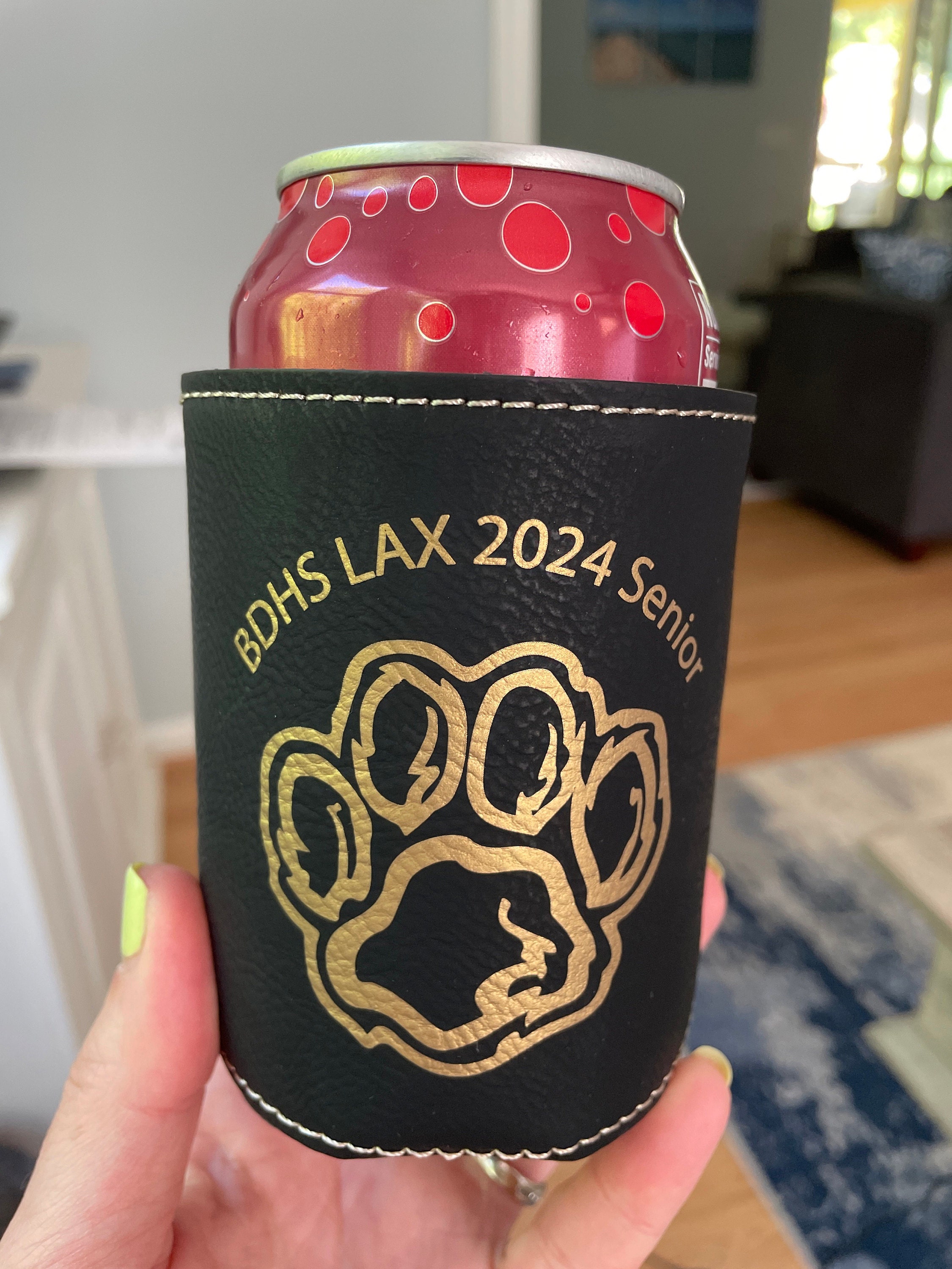 Customer photo of Custom Logo Engraved Leatherette Beverage Holder from Julie