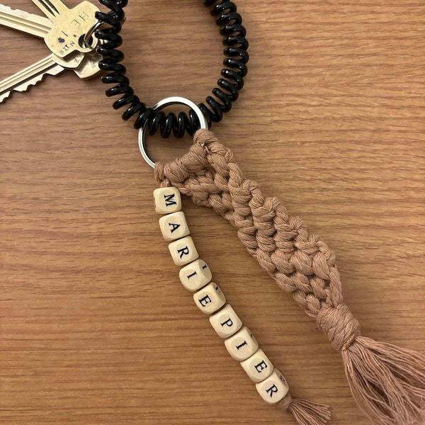 Personalized Macrame Keychain Macrame Keychain Customized Keychain