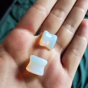 2Pairs Opalite Moon Stone Amethyst Ear Gauges Plugs Tunnels Expanders
