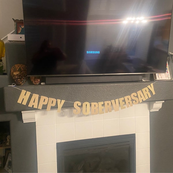 Happy Sober Anniversary Banner – Glitzer-Banner Für Nüchternheitsjubiläum, Recovery Party Dekoration