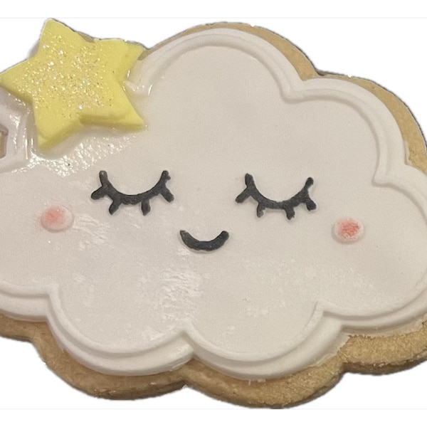 Cute Cloud Cookie Cutter and Embosser – Baby Shower Cookie Stamp ...