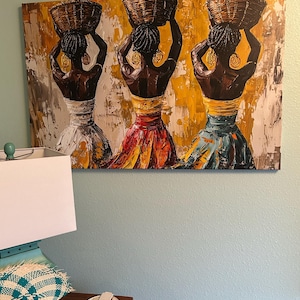 Annette's African Women Canvas Print - Extra Large Afro Boho Wall Art on Museum-Grade Canvas canvas print in their home — Antarmada