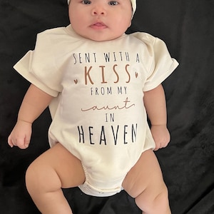 Custom Sent With A Kiss From My Grandma In Heaven Romper, New Grandbaby Bodysuit, Newborn Bubble Romper, Baby Shower Gift, Baby Announcement
