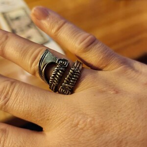 Viking Axe Ring - Handcrafted Pewter Ring - Medieval Battleaxe
