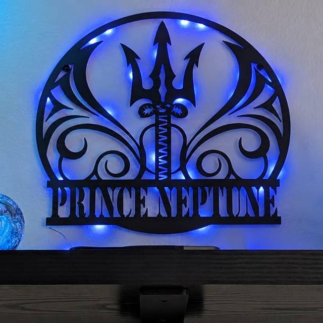 Custom Trident LED Sign, Nautical Ocean Decor, Personalized