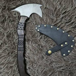 手鍛造トマホーク - シース付きフルタングブッシュクラフトハチェット