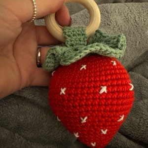 Strawberry Crochet Rattle, Cute Amigurumi Fruit, Baby Box Strawberry ...