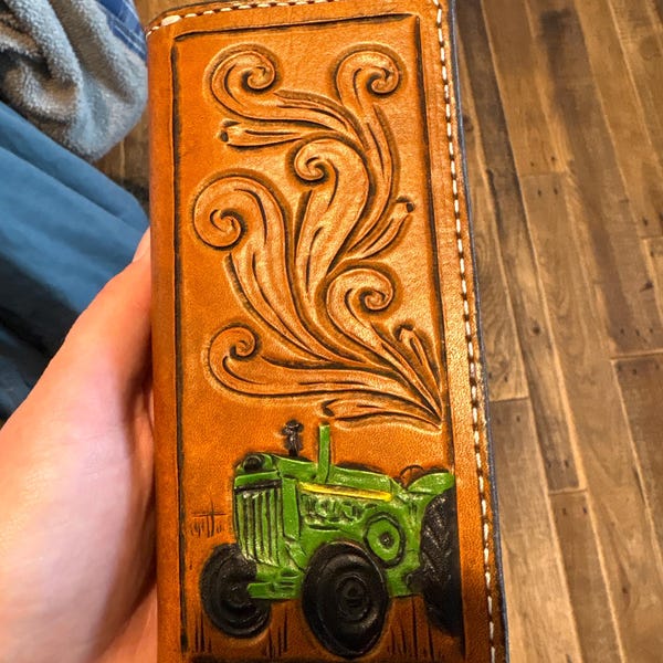 Customizable Hand-tooled Leather Roper Wallet - Etsy