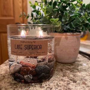 Double Wick Lake Superior Agate Gel Candle | Burn the Candle Keep the