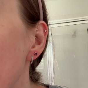 Customer photo from Kiersten, Dainty Raw Ruby Stud Earrings in Sterling Silver