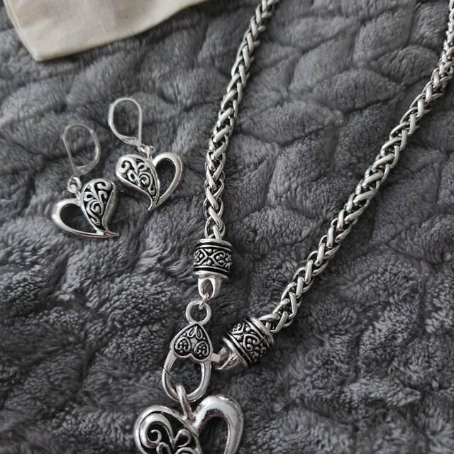 Silver Open Heart Necklace Set Brighton Inspired - Etsy