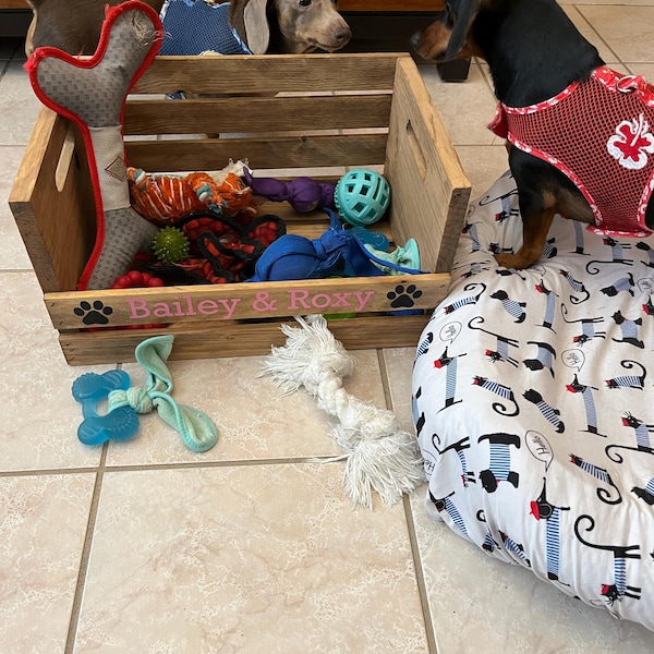 Image showcasing Small Dog Toy Box Toy Crate Pet Storage Pet Toy Crate Customized Pet ...