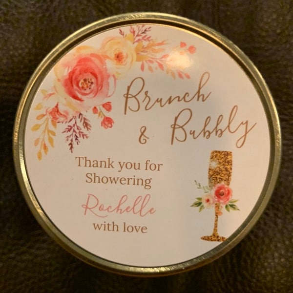 Brunch & Bubbly Bridal Shower Favors / Personalized 4 Oz Favor Candles ...