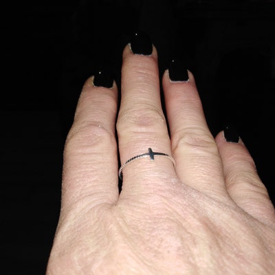 Side Cross Ring Sterling Cross Ring Stacking Rings Sideway Cross Ring ...
