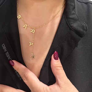 Name Necklace in Goldplated Chain, Waterproof, Custom Name Jewelry, Personalized Necklace, Gift for Her, Initial chain, Name Chain