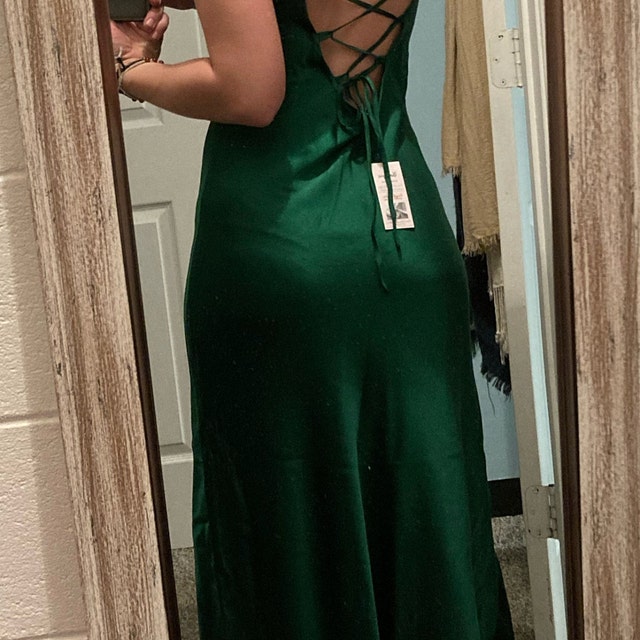 100 Percent Pure Silk Emerald Green Silk Slip Dress: Backless Deep V-neck  Gown - Etsy