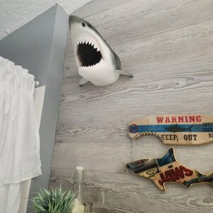 Great White Shark Head Sculpture, Hand Painted Realistic Shark