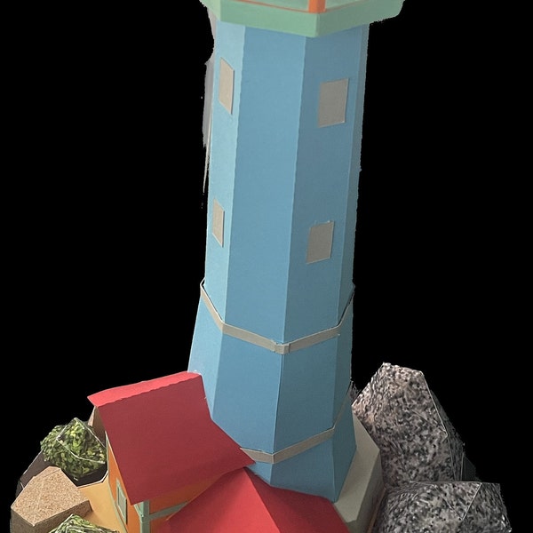Lighthouse Island 3D Papercraft PDF Pattern/diy Low Poly Paper Craft ...