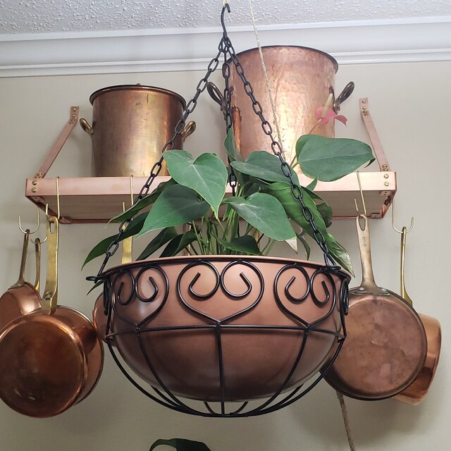 24 Inch Hammered Bar Pot Rack with solid copper chain and 6 Etsy