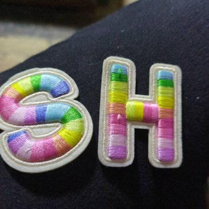 Rainbow Letter Patch 3D Self Adhesive Sticker 2.15" 5.5cm Stick On Alphabet Capital Letter Sew On Embroidered A To Z Personalize DIY Gift